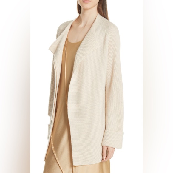 NWT VINCE Drape Front Wool & Cashmere Cardigan In Sand - Picture 2 of 7